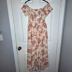 Torrid Maxi Challis Off Shoulder Tulip Hem Dress - Size: 0 (0X – Lg/12)